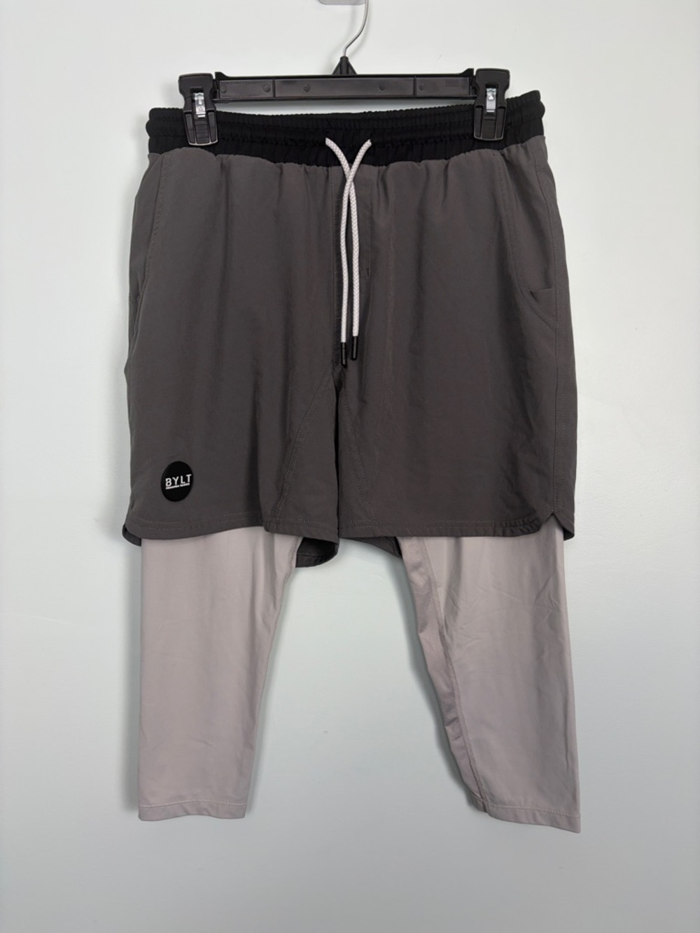 BYLT Basics Men's Small Two-in-One Gray Performance Shorts Built in Leggings